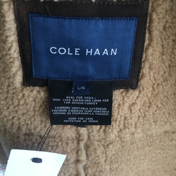 Cole Haan Leather Shearling brown Long Jacket - Picture 8 of 8